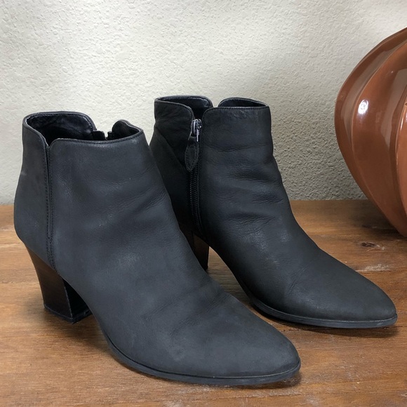 Franco Sarto Shoes - Franco Sarto Black Nubuck Leather Ankle Bo…